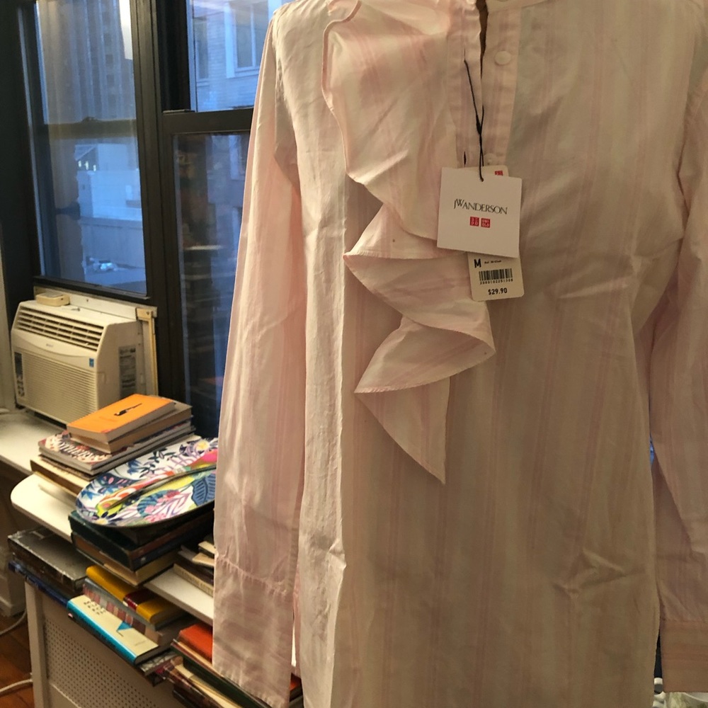 JW Anderson Pink stripe ruffle long sleeve top tunic cotton